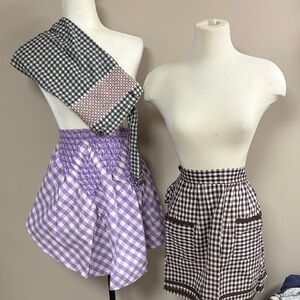 3 Vintage Handmade Gingham Aprons